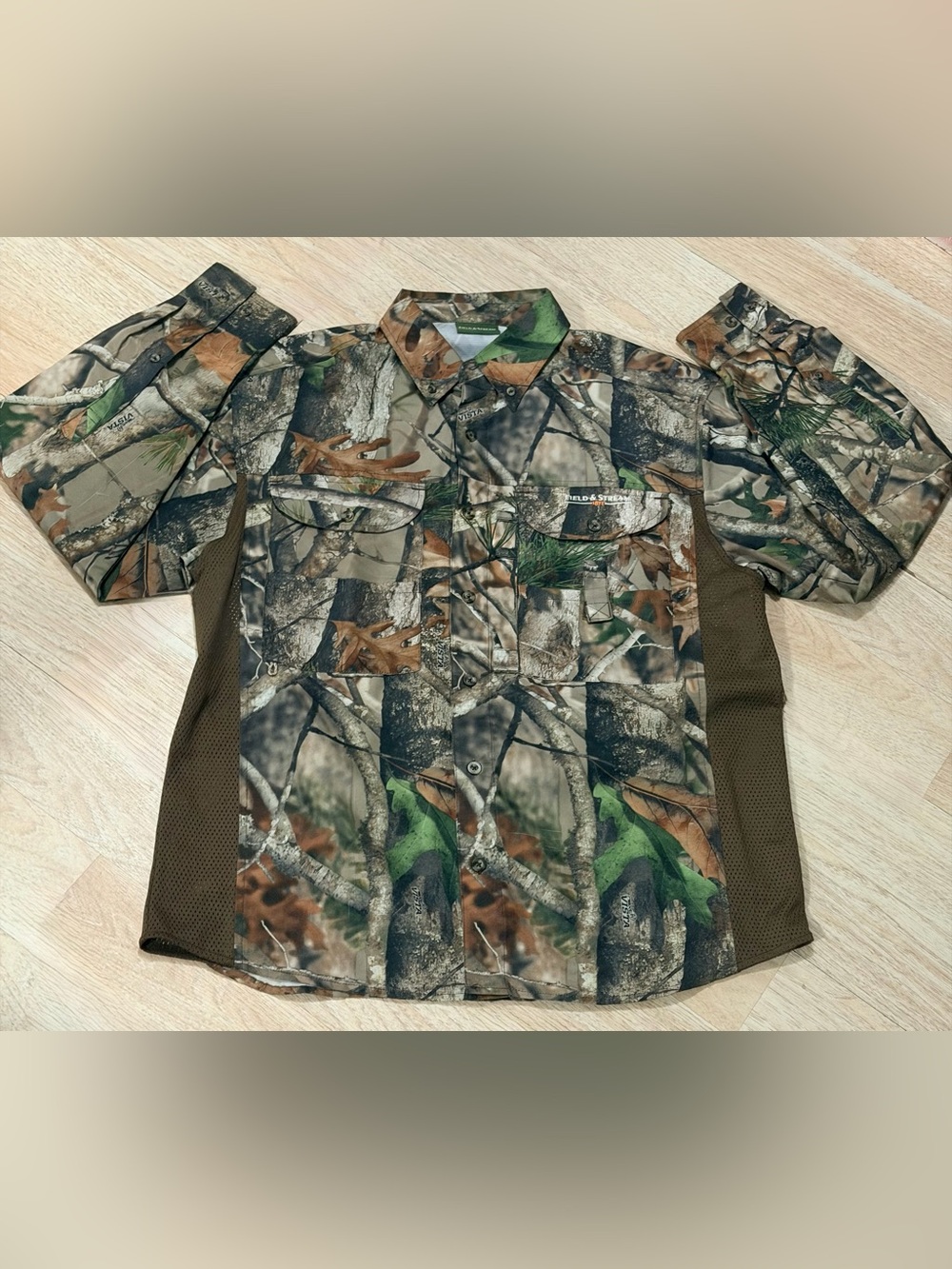 Field & Stream Men’s Camouflage Button-Down Hunting Shirt - Green/Brown/Gray